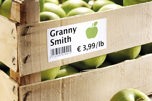 Holzkiste mit extra stark klebendem Papieretikett